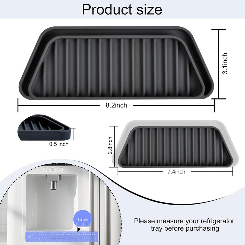 KindGa Refrigerator Drip Catcher Tray,Protector Ice and Water Dispenser Pan,Fridge Spills Water Pad Catch Basin for Drainage 2 Pack (Rectangular,Black) - Image 3
